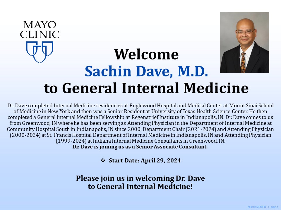 Please join us in welcoming Dr. Sachin Dave to our GIM team as a Senior Associate Consultant!