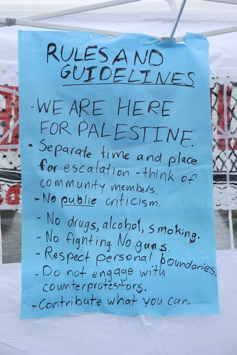 UW's Progressive Student Union pro-Palestine encampment on the southeast side of the Quad is still up and going as the day approaches the afternoon hours.

📸 @thedaily