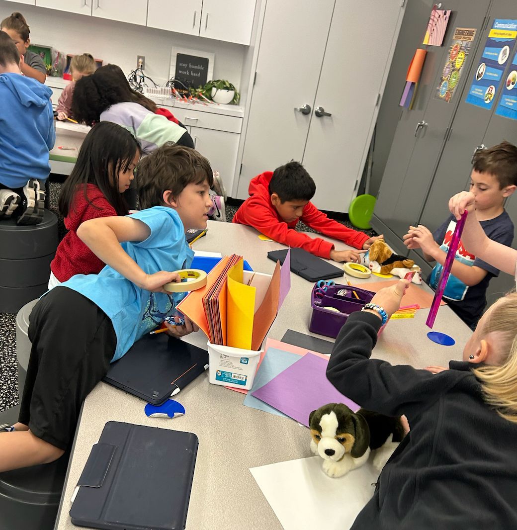 Students in Ms. Burnett's STEM class used engineering skills and strong geometrical shapes to create a chair to balance and hold an animal using only paper and tape. #WeAreLCP #LCPFamily #BetterTogether