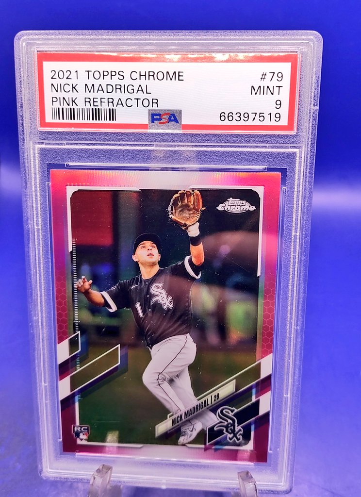 Nick Madrigal PSA 9 Pink Refractor #WackyWeek Starting bid $10 At least $1 after opening All auctions end at 8pm CST each night Add to your #WackyStack Totals on Friday Pinned post has all the details @sports_sell @CodiDaReposter @84baseballcards @ILOVECOLLECTIN1