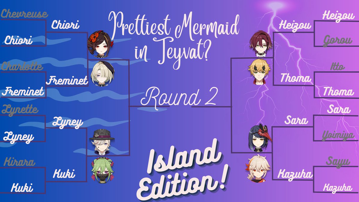GenshinSeasZine's tweet photo. It's time for Island Edition round 2! Who do you think is the prettiest mermaid in teyvat?
#GenshinImpact #pollbattle #genshinseaszine #lurkinginthedeep https://t.co/OrLEPS7OCo