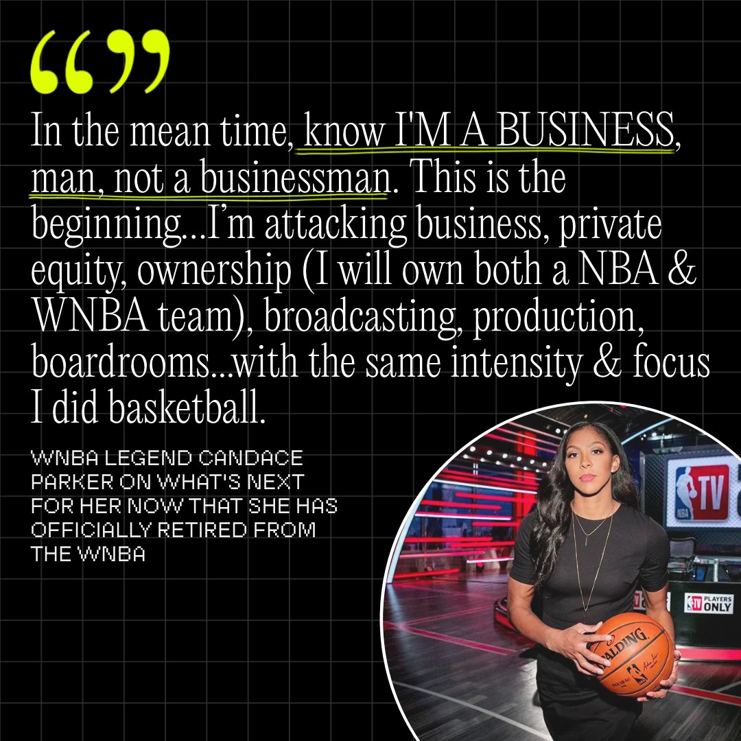 Standing on BUSINESS, man. This quote is tough af. 😮‍💨⁣ Like fellow athlete-entrepreneurs @serenawilliams & @S10Bird, @Candace_Parker has big plans including pro basketball ownership and increasing her involvement in broadcasting & production as well as growing her portfolio.