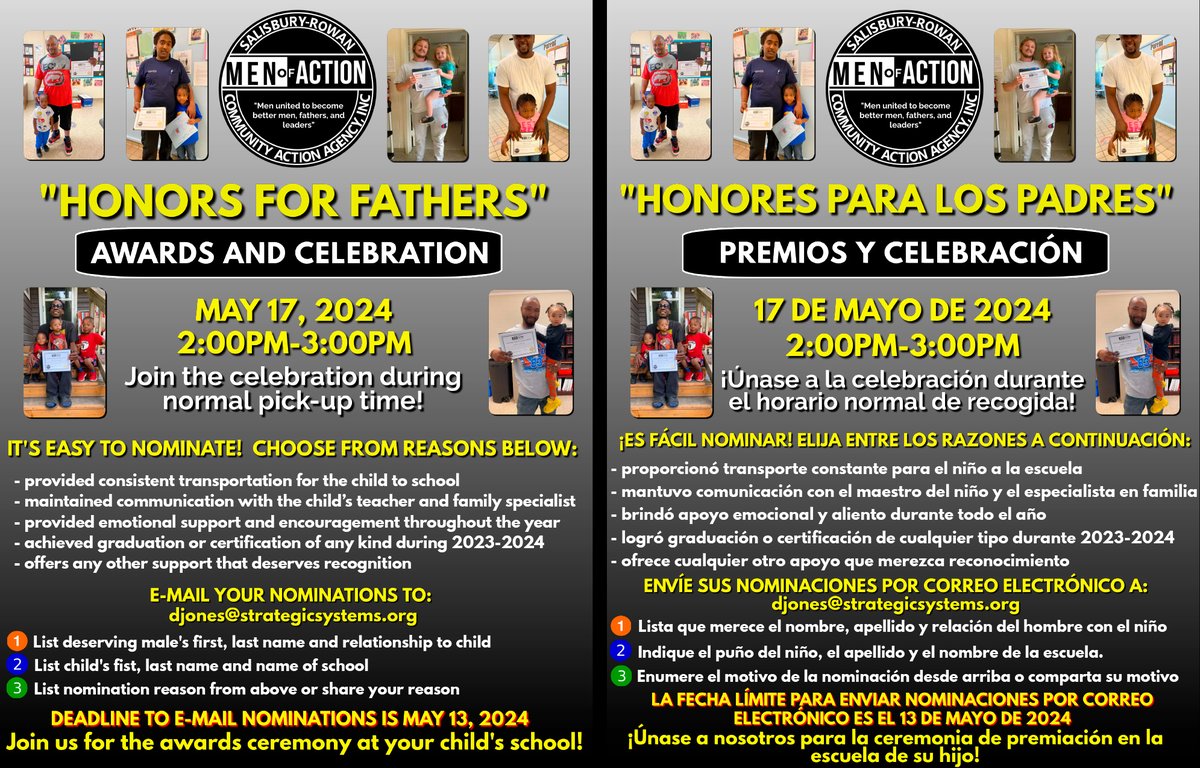 SRCAA1's tweet photo. Honoring Fathers and Father Figures. Please see the flyers below for details on nominations for our upcoming awards event. https://t.co/AA5h3HYfp5