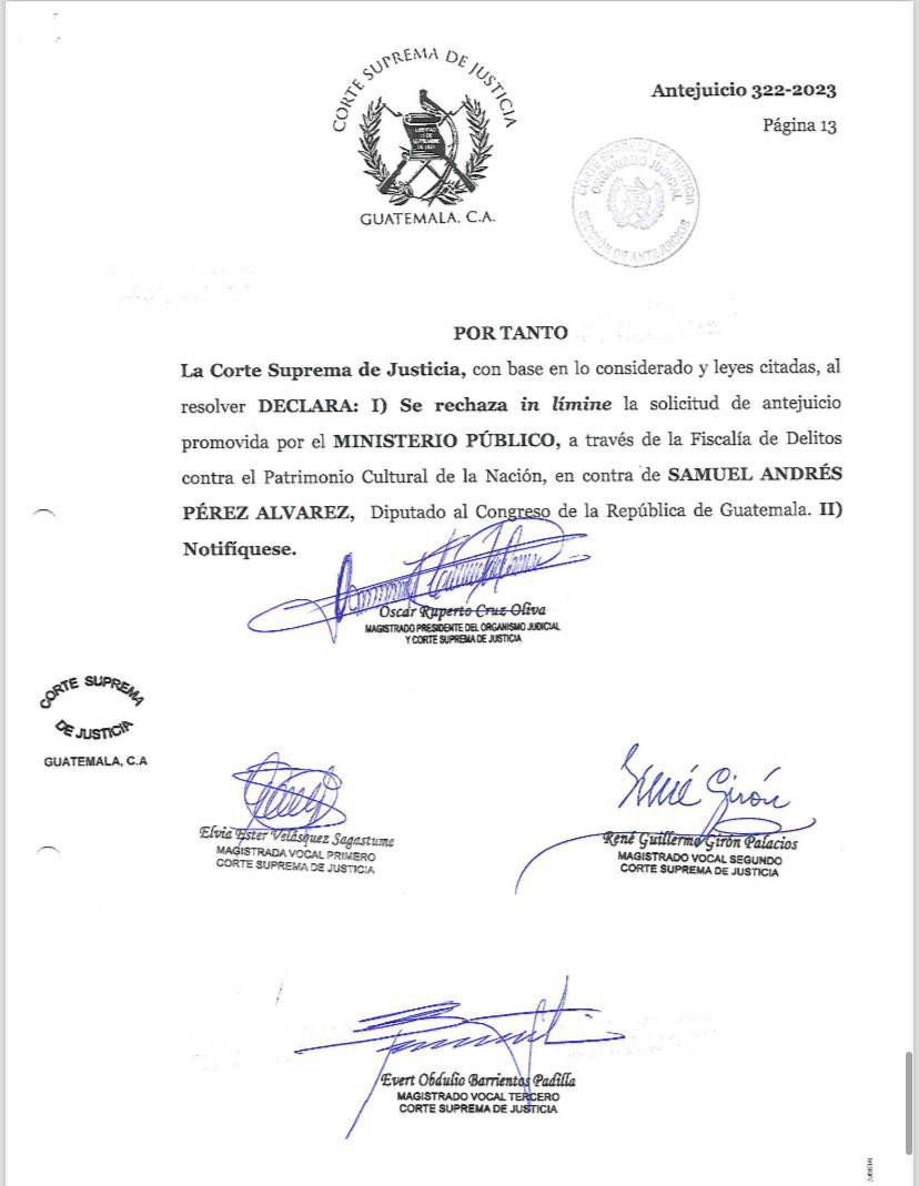 🚨URGENTE🚨”La CSJ rechazó las solicitudes de antejuicio contra el binomio presidencial integrado por Bernardo Arévalo Karin Herrera, también se rechazaron antejuicios contra los diputados Samuel Pérez y Román Castellanos. Todo por el Caso toma USAC.” 👀👇🏾