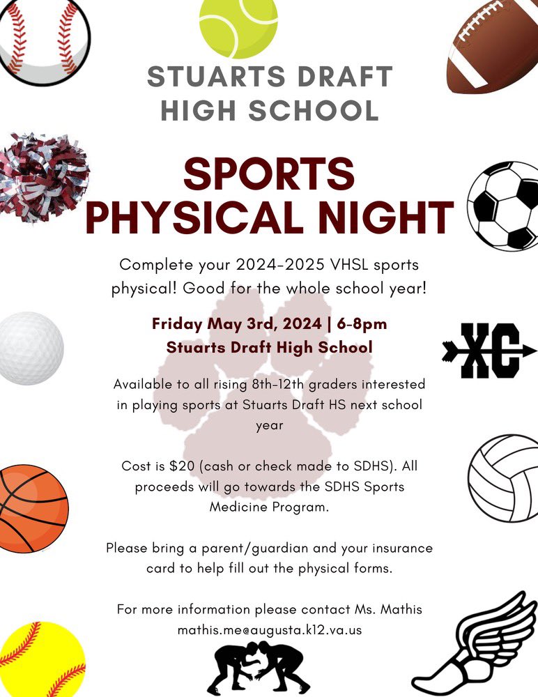 Don’t miss sports physical night! This will be for 2024-2025 seasons! #GoCougars #DraftTennis