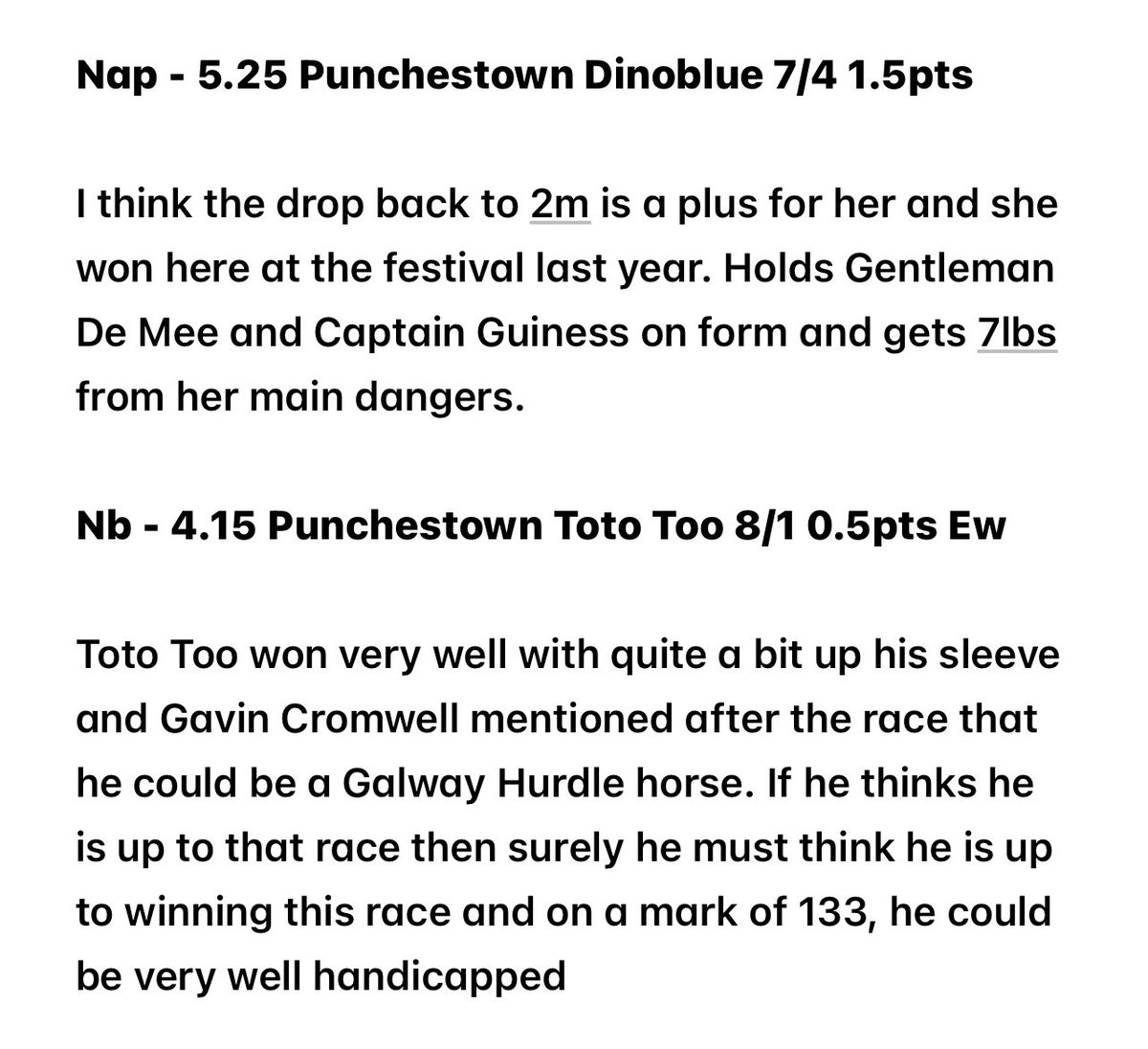 Two on Tuesday from Day 1 of Punchestown. #HorseRacingTips #HorseRacing
