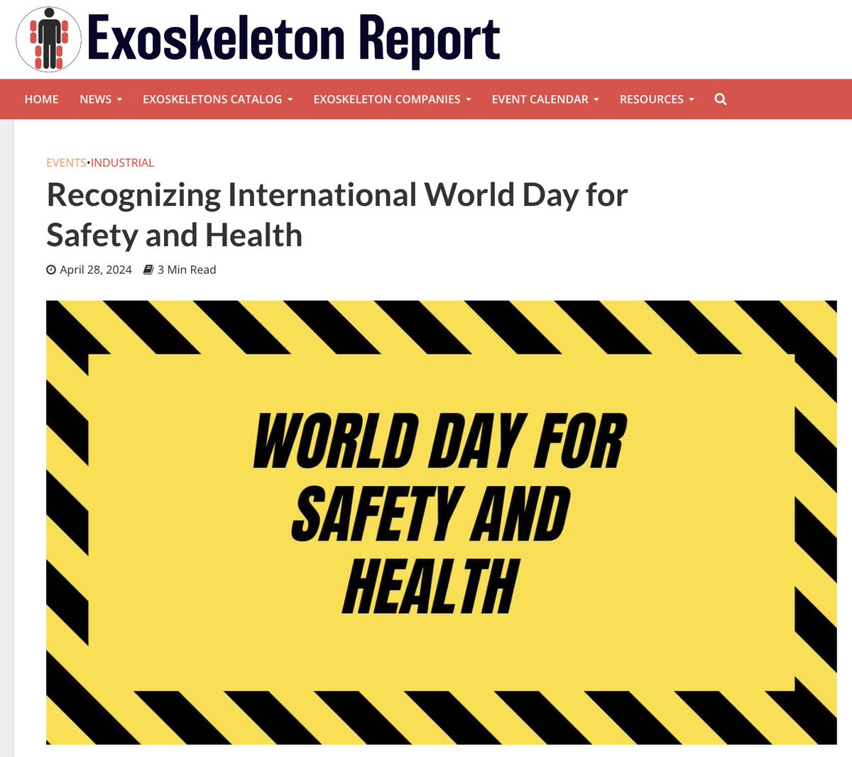 👏🏽 Check out this thought-provoking article about International World Day for Safety and Health, and the envisioned role of #exoskeletons and #exosuits.