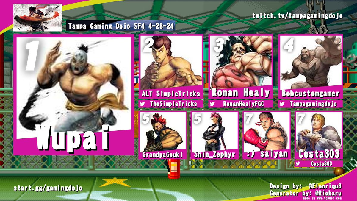 TampaGamingDojo's tweet image. Results for Tampa Gaming Dojo 4-28-28 @LowryParcade