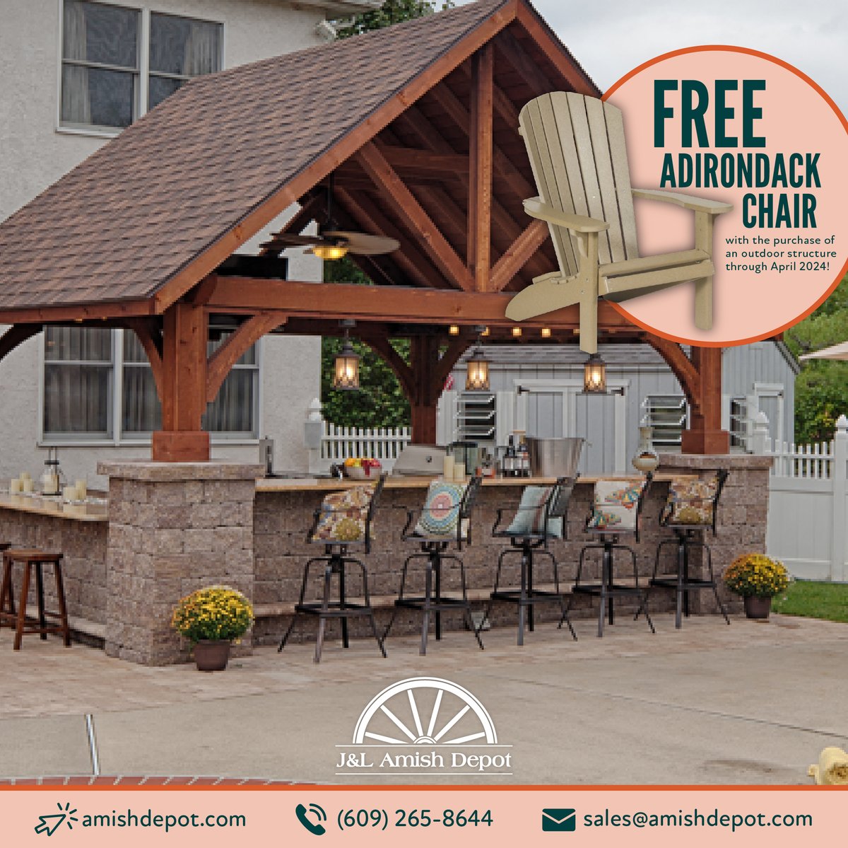 Grab a drink, grab some friends and make the most of your outdoor space this summer. Dining sets, pergulas, gazebos, and even custom structures cover your needs. Order now!  #OutdoorSpace #AmishFurniture