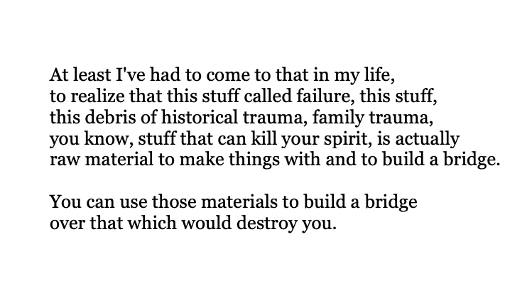 MayaCPopa's tweet photo. “You can use those materials to build a bridge over that which would destroy you.”

Joy Harjo: https://t.co/NLoVxiOR8l