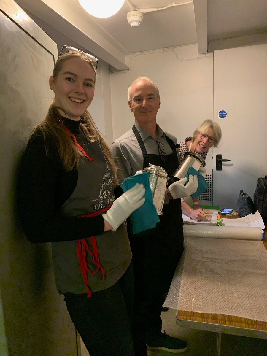 Our Junior Warden Nick Macrae and archivist Angie Lewis have been hoping the genie appears, as they polish and inspect our treasure as part of our audit.