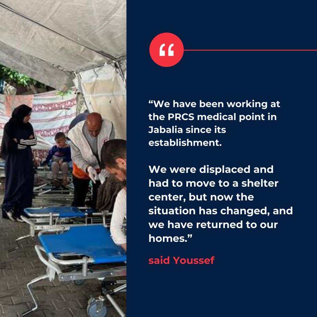 Yousef Khader is one of the PRCS dedicated volunteers. His mother and two brothers are also volunteers at the PRCS medical point in Jabali, northern #Gaza. Read the full story at: bit.ly/4bhhWOM #HumantarianHeroes 🫶