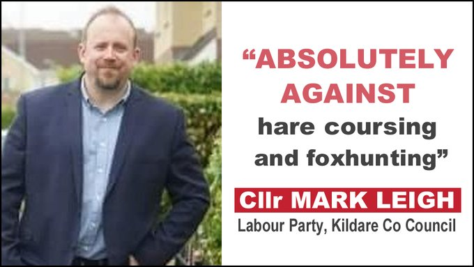 “Absolutely against hare coursing and foxhunting” - #LE2024 candidate Cllr Mark Leigh (Labour Party, #Kildare #Athy) 👍👍 banbloodsports.wordpress.com/2019/10/28/kil… #LE24 Support compassionate candidates