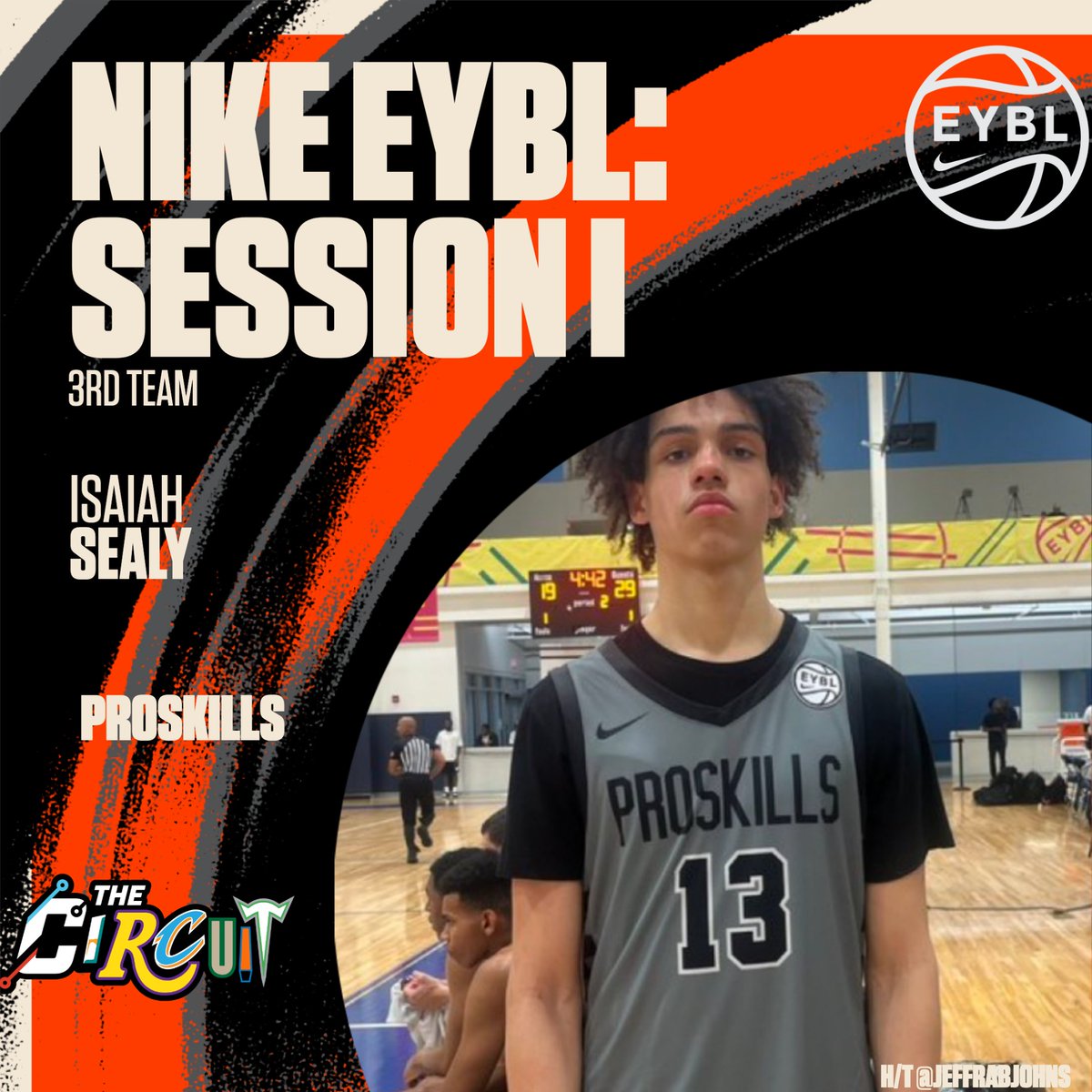 Nike EYBL Session I | 3rd Team 🥉 Isaiah Sealy | ProSkills (TX) | 2025 Averages ➡️ 16.3 PPG, 4.7 RPG, 1.5 APG All-Circuit Awards ⤵️ thecircuithoops.com/news_article/s… @NikeEYB #2024EYBL