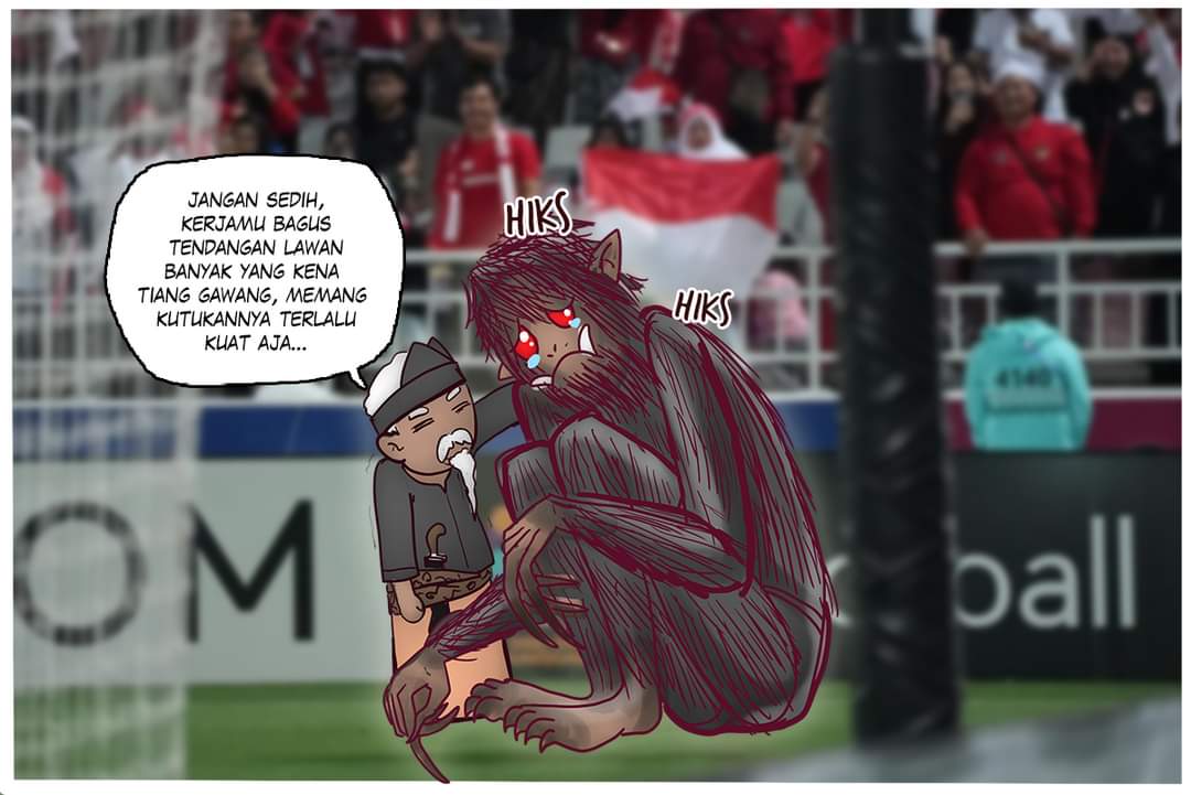 deptionary's tweet image. #indonesiavsuzbekistan aftermath genderuwo yang membantu timnas sudah berusaha yang terbaik, tendangan uzbekistan banyak yg kena gawang hanya saja, kutukan jerome terlalu kuat sehingga indonesia mengalami kebobolan 2x