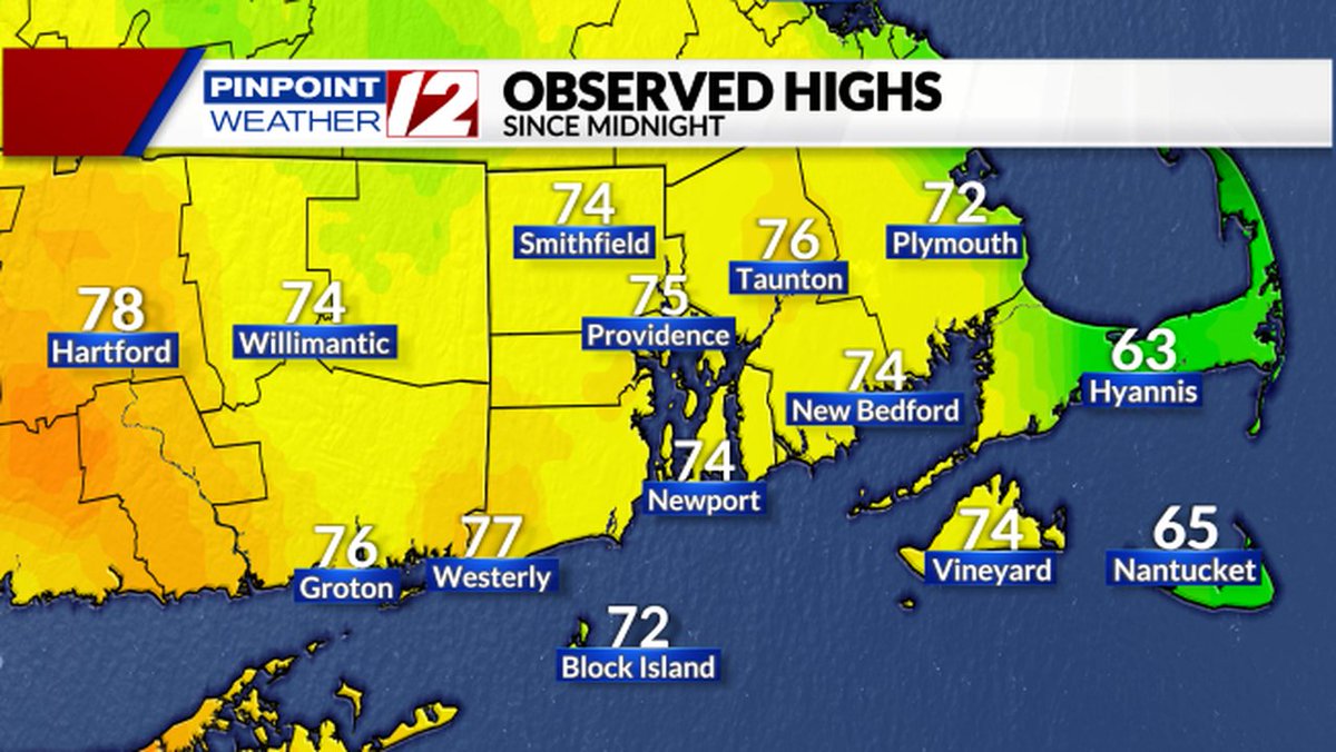 Here's a look at the high temperatures so far today.
