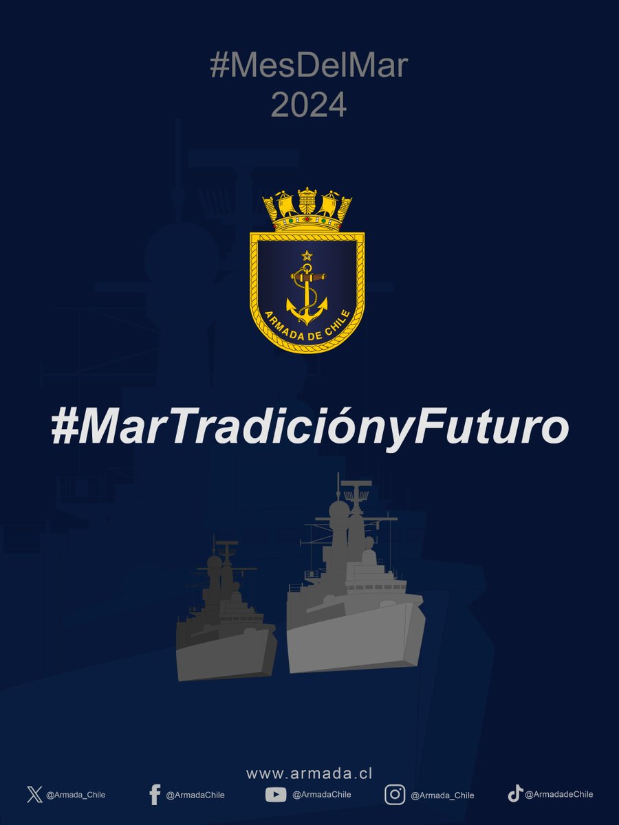 Hoy le damos la bienvenida al #MesDelMar y los invitamos cordialmente a acompañarnos en las distintas actividades y contenidos que tendremos durante todo mayo Armada de Chile: #MarTradiciónyFuturo