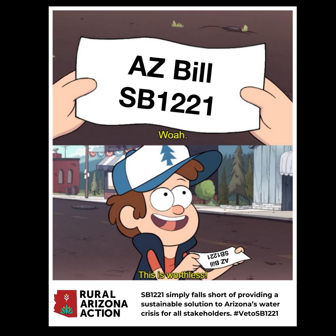 RuralAZAction's tweet image. If a bill *cough* SB1221 *cough* for water rights is drafted behind closed doors without the Arizona Water Policy Council ... is it really a viable option? You tell us in the comments! 👇

#VetoSB1221 #AZLeg #AZwater #WaterAwarenessMonth #RuralArizona #Worthless