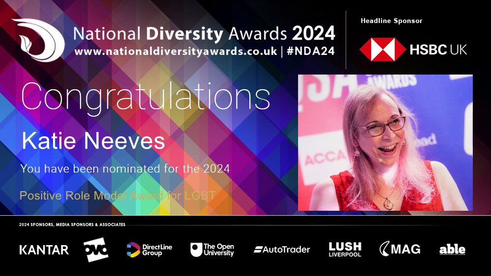 I am honoured to haver been nominated for the National Diversity Awards 2024 as a Positive Role Model for LGBT! I would be very grateful if you could please vote for me at tinyurl.com/yvnkm523 before 15th May and describe how the work I do has impacted on you or on others.