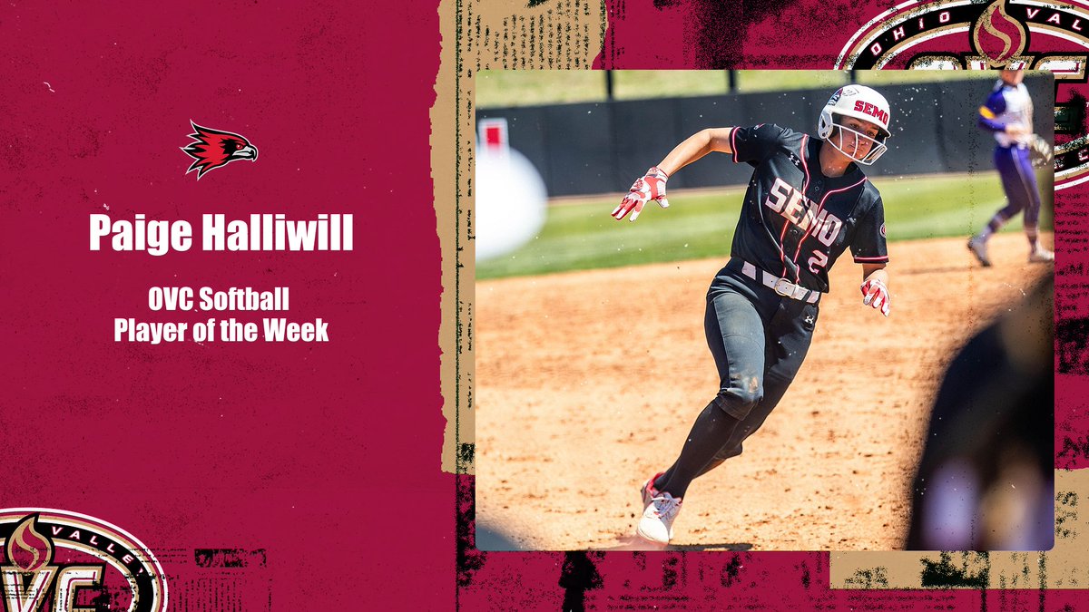 𝗢𝗩𝗖 𝗦𝗼𝗳𝘁𝗯𝗮𝗹𝗹 🥎 𝗣𝗹𝗮𝘆𝗲𝗿 𝗼𝗳 𝘁𝗵𝗲 𝗪𝗲𝗲𝗸 @SEMOsoftball OF Paige Halliwill • Batted .583 (7-for-12) with a home run, a double, 2 triples, 6 runs, 5 RBI and a stolen base. #OVCit | #FeelinRowdy