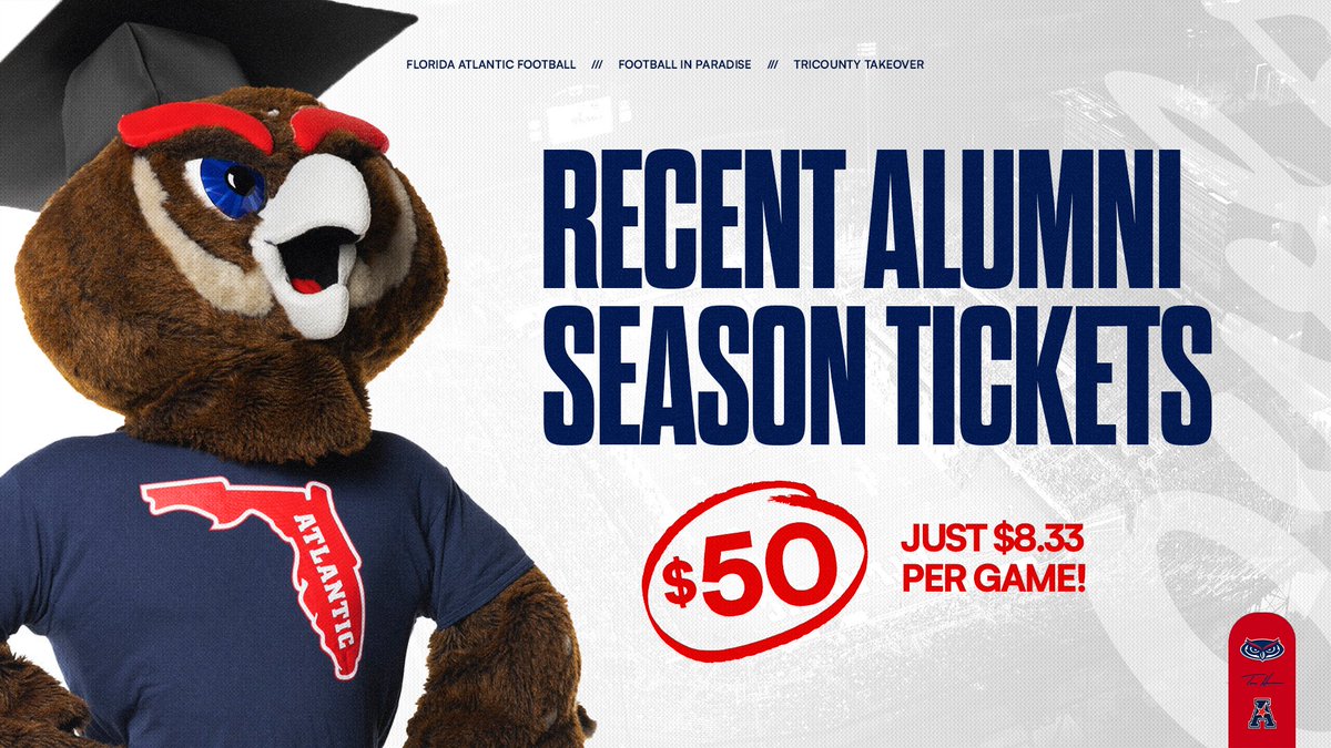 Recent Alumni season tix are the PERFECT graduation gift 🎁🎟 (hint hint Mom, Dad, Grandmom & Grandpop) 𝑫𝒊𝒅 𝒚𝒐𝒖 𝒌𝒏𝒐𝒘 𝒕𝒉𝒂𝒕 𝒓𝒆𝒄𝒆𝒏𝒕 @FAUAlumni (𝒈𝒓𝒂𝒅𝒖𝒂𝒕𝒆𝒅 𝑴𝒂𝒚 2019 𝒐𝒓 𝒍𝒂𝒕𝒆𝒓) 𝒉𝒂𝒗𝒆 𝒂𝒄𝒄𝒆𝒔𝒔 𝒕𝒐 𝒂 𝒔𝒑𝒆𝒄𝒊𝒂𝒍 𝒅𝒊𝒔𝒄𝒐𝒖𝒏𝒕𝒆𝒅