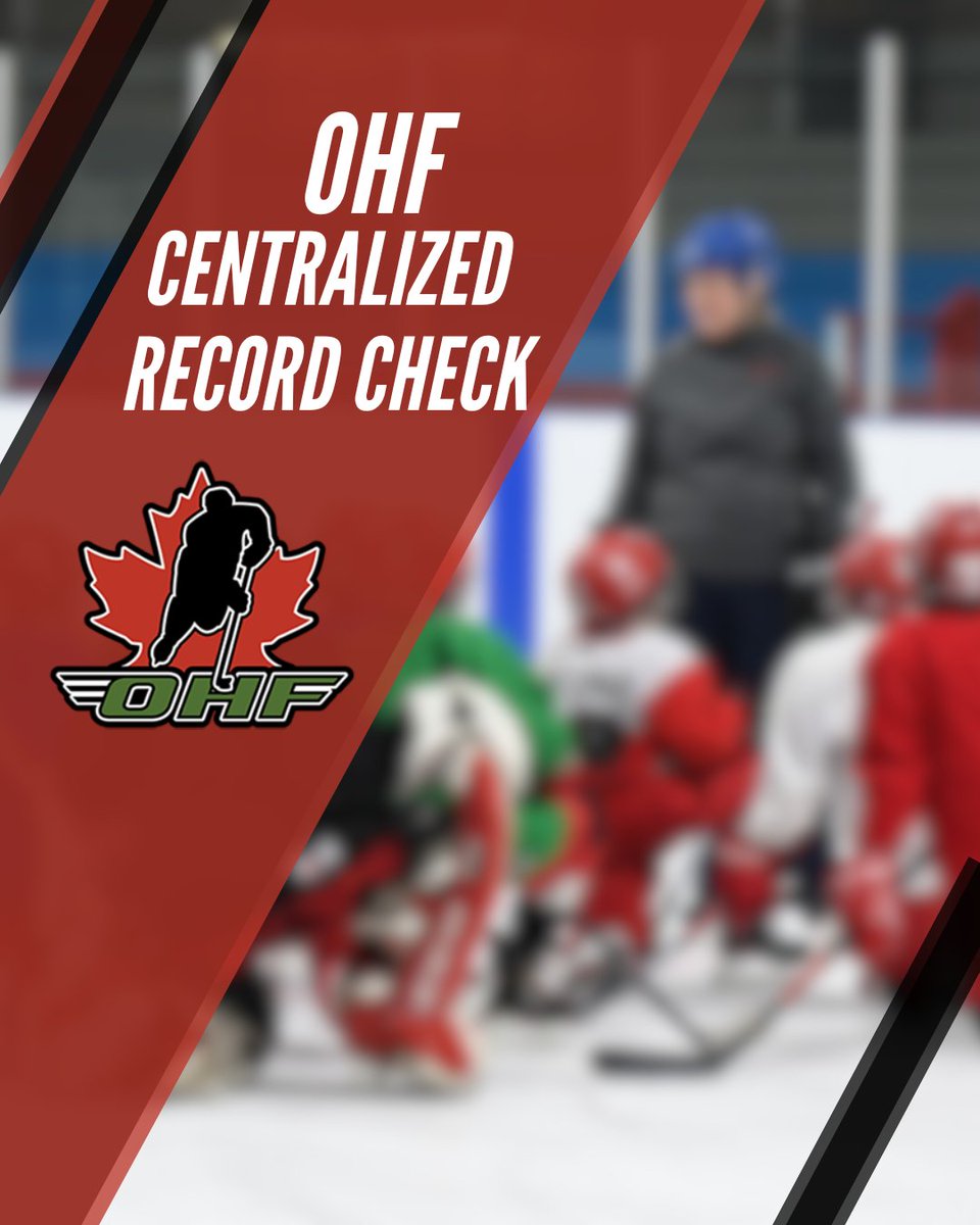 Reminder! If you will be a Head or Assistant Coach, Trainer, Manager or a team member you will need background checks completed. Follow the link to start the process today! OHF.ON.CA/Risk-Managemen… @ALLIANCE_Hockey @GTHLHockey @NOHAHockey @HometownHockey @OWHAhockey @OHAhockey1