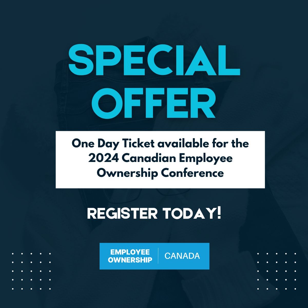 🎟️ ONE DAY TICKETS NOW AVAILABLE! 🎟️
📅 Mark your calendars for the 2024 Canadian Employee Ownership Conference on May 13-15, Montreal, QC.
Secure your spot and register today at buff.ly/4aiEL3W
#caneoconference #EOCanada #employeeownership