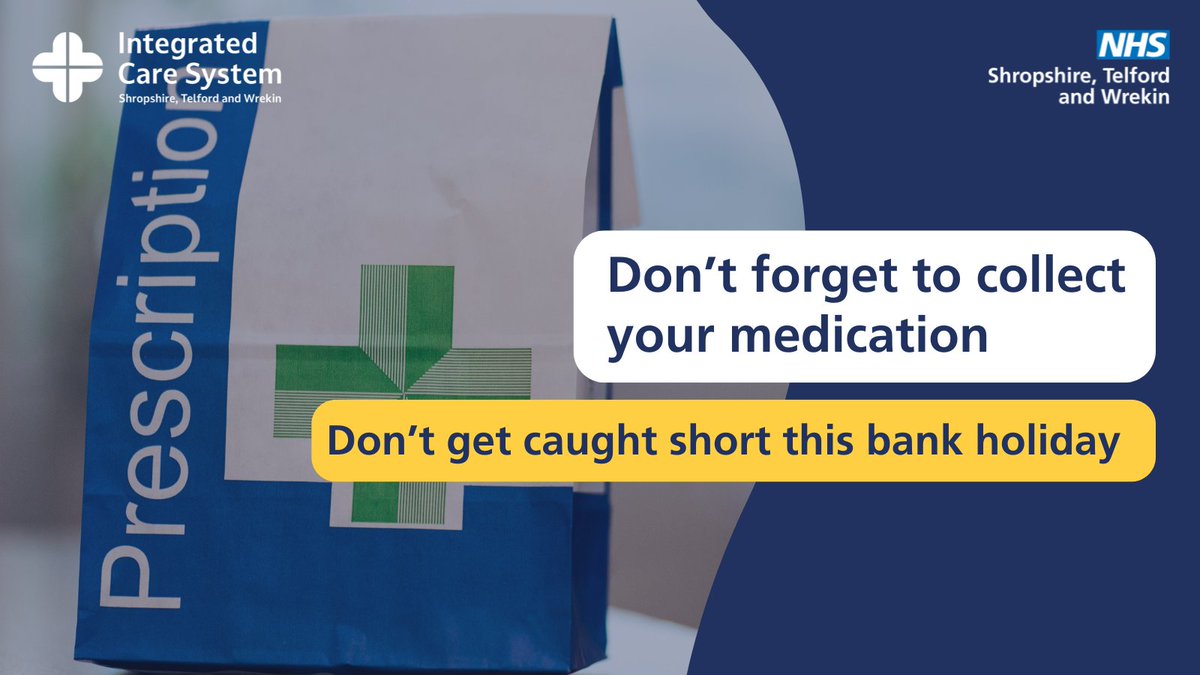 Don't forget to collect any medication before the Bank Holiday weekend! Get ready by ensuring you don't run out of important prescriptions.