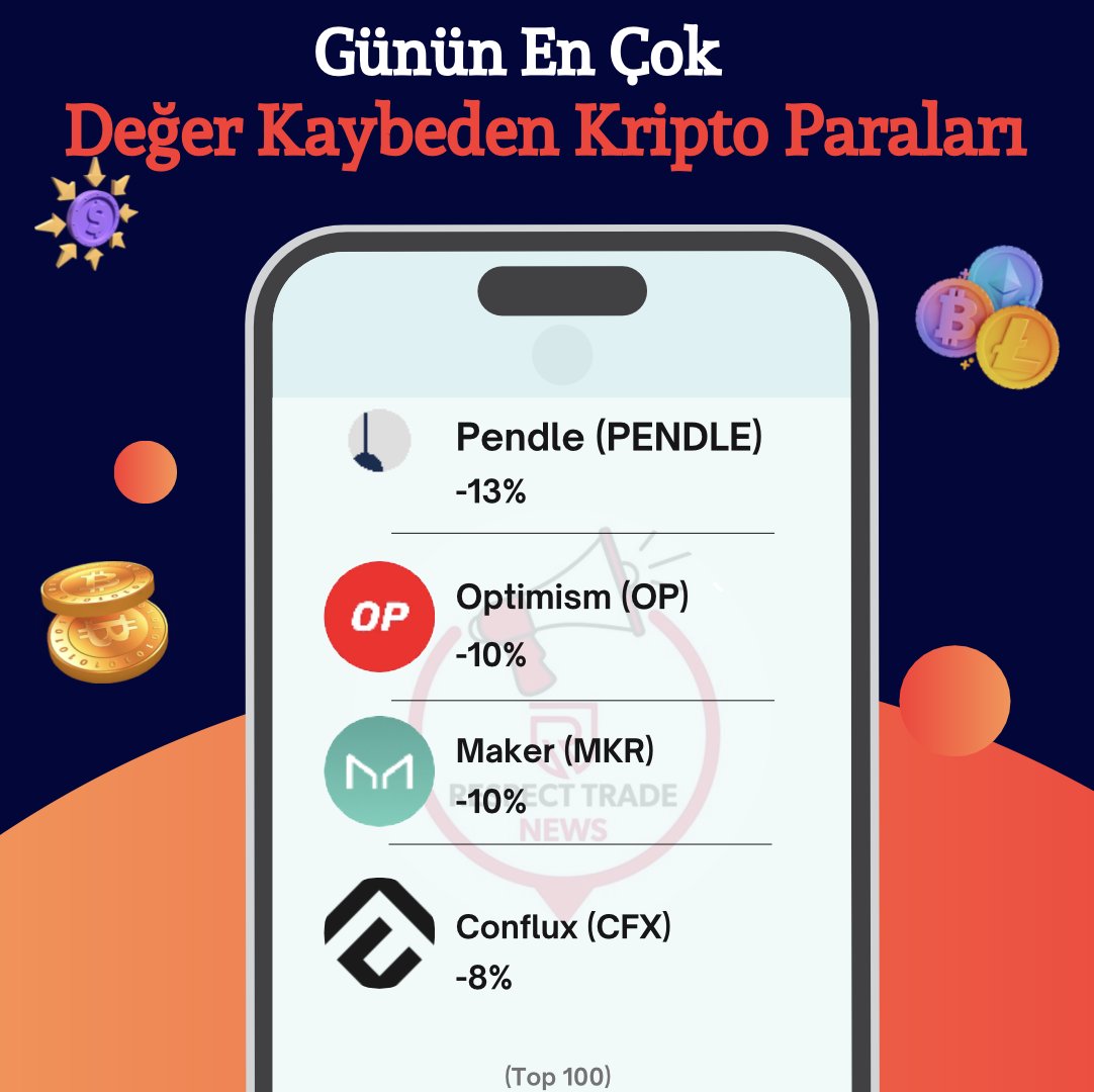 Günün En Çok Değer Kaybeden #kriptopara`ları 📉