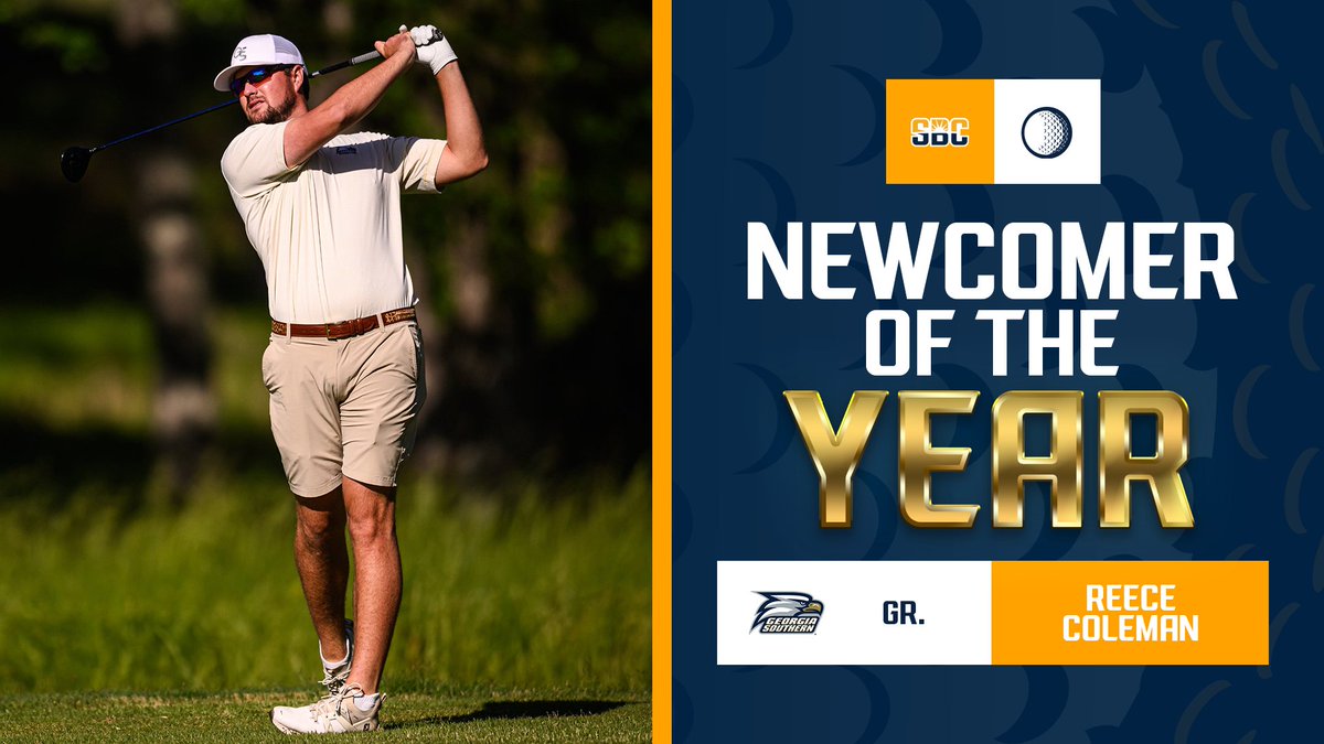 𝗖𝗔𝗣𝗧𝗜𝗩𝗔𝗧𝗜𝗡𝗚 𝗖𝗢𝗟𝗘𝗠𝗔𝗡. @GaSouthernGolf's Reece Coleman is the 2024 #SunBeltMG Newcomer of the Year after producing a team-low 72.06 scoring average this season as one of the Eagles' most consistent performers. ☀️⛳️ 📰 » sunbelt.me/4djZjeF