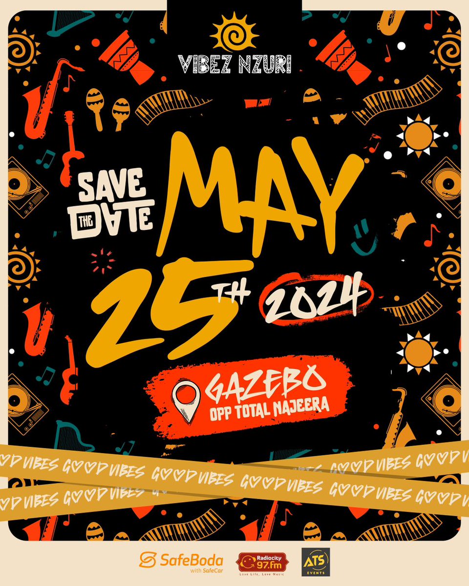 This 25th May we are  hanging out with all our buddies and shwaties  at Gazebo Grill Najerra come ready to vibe to the biggest tunes, dance and chill.
#VibezNzuri
#VibezNzuriToTheWorld 
#VibezNzuriAt5