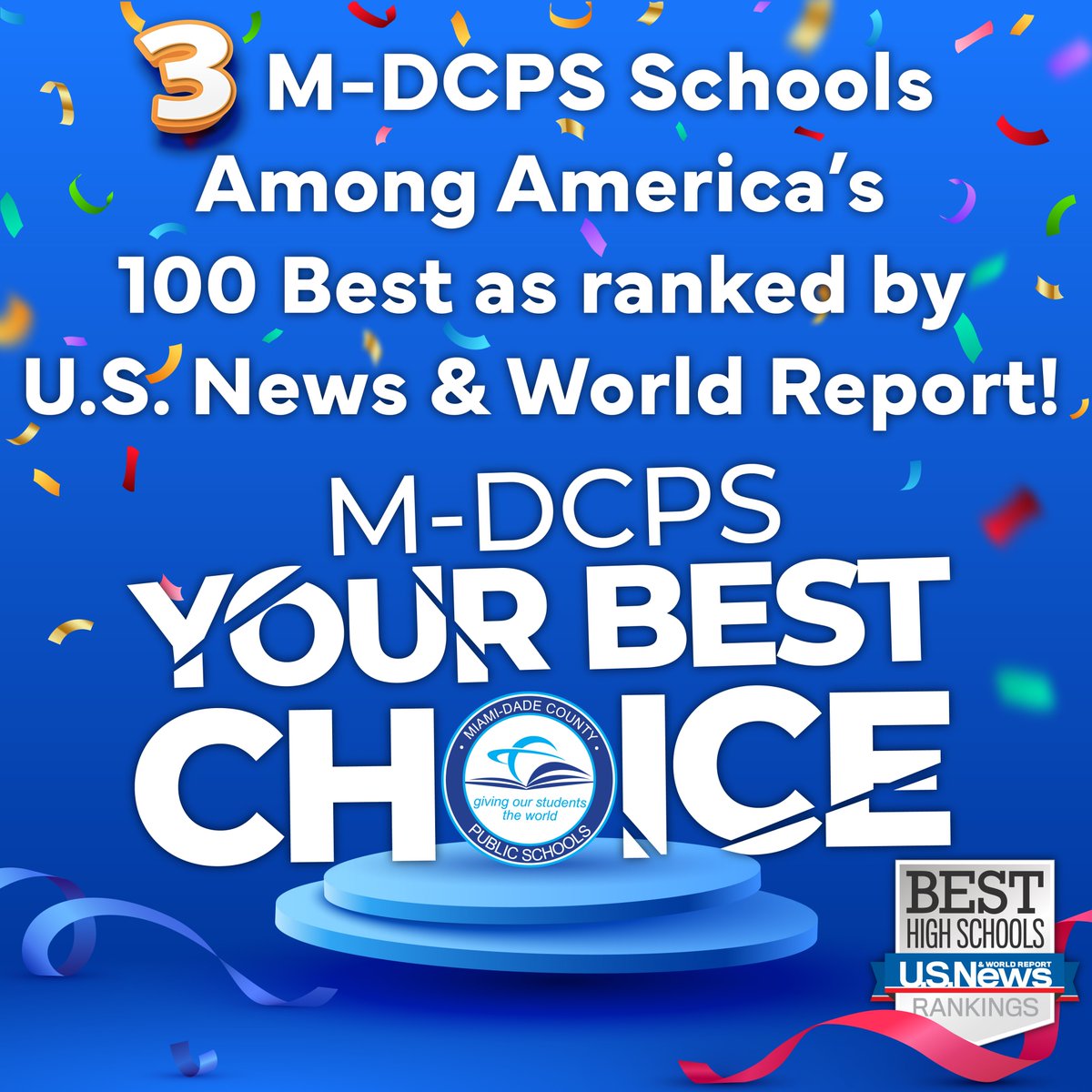 U.S. News & World Report’s annual list of the nation’s best schools is out, and Miami-Dade County Public Schools (M-DCPS) led Florida once again. Out of 17,660 schools ranked nationally, three M-DCPS high schools were ranked in the Top 100 Best High Schools in the U.S. and 16 are…