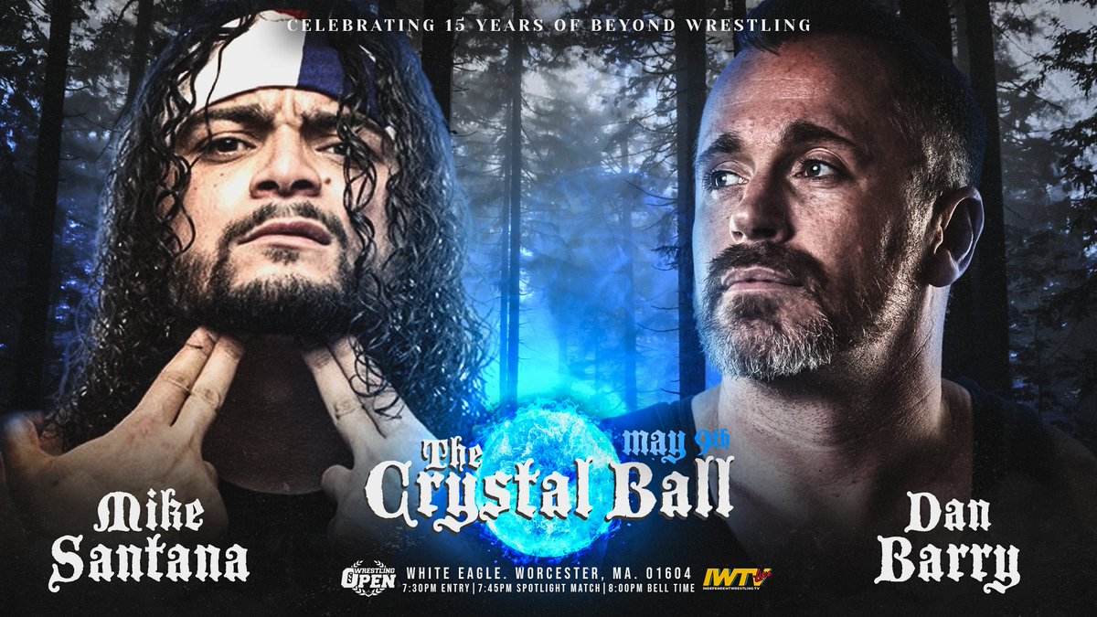 Two of the longest-tenured members of the Beyond Wrestling roster go 1-on-1 for the 1st time ever at 'The Crystal Ball' on Thursday, 5/9/24 when @Santana_Proud faces @thedanbarry! Full lineup & tickets: beyondwrestlingonline.com/crystalball Stream LIVE on @indiewrestling starting at 8pm ET.