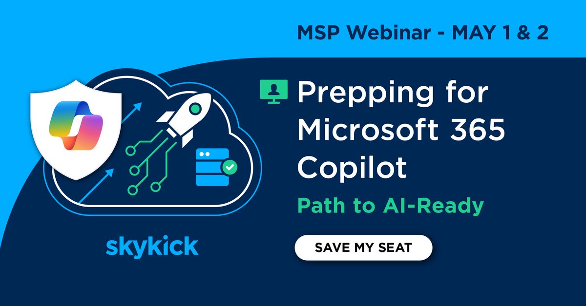 📢May 1 Webinar: Prepping for Microsoft 365 Copilot – Path to AI-Readiness Join SkyKick to learn not just about acquiring the Copilot license, but also how to use automation to conduct Copilot assessments effectively. nam02.safelinks.protection.outlook.com/?url=https%3A%…
