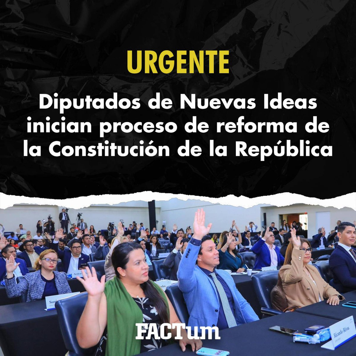 #URGENTE | 🔴 Diputados de Nuevas Ideas inician el proceso de reforma de la Constitución de la República. ➡El diputado oficialista Rodrigo Ayala solicitó la modificación de agenda para incorporar y aprobar con dispensa de trámite la reforma al artículo 248 de la Constitución.