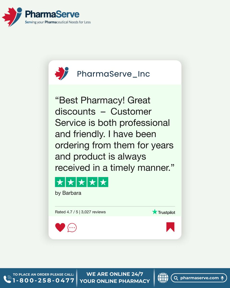 Experience PharmaServe: Your 24/7 pharmacy hub! 💊 Get up to 3% cashback with MPB Rewards! 💰

Follow for exclusive deals! 🚀✨ 

#pharmaserve #OnlinePharmacy #trustpilot #canada #customer #customersatisfied #customersatisfaction #customerservice #customerreview #customersfirst