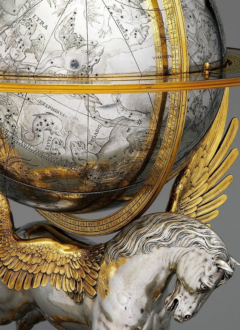 Celestial globe with clockwork (detail, 1579) The Met