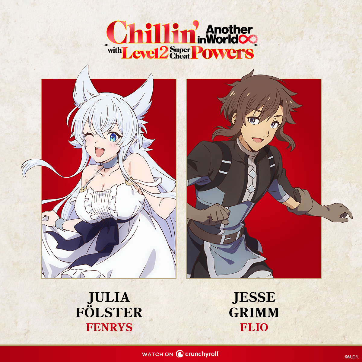 Die deutsche Synchro für Folge 1 von Chillin’ in Another World with Level 2 Super Cheat Powers ist ab sofort auf Crunchyroll verfügbar.

Danke an Regisseur Peter Neuss und Dialogbuchautorin David Tkatsch sowie  Studio (cont) spklr.io/l/6015otfB