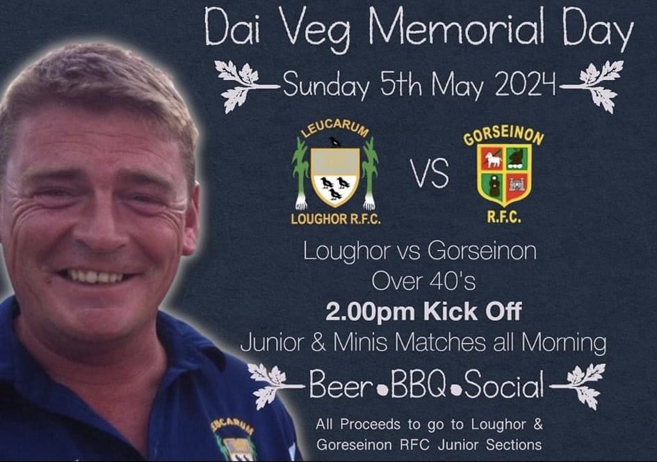 Looking forward to Sunday! Curtain raisers: U8 and U9 at 11am U11 at 12pm U15 at 1pm All monies raised will be kindly split between @LoughorRFC and Gorseinon Rugby Club junior sections. 🏉