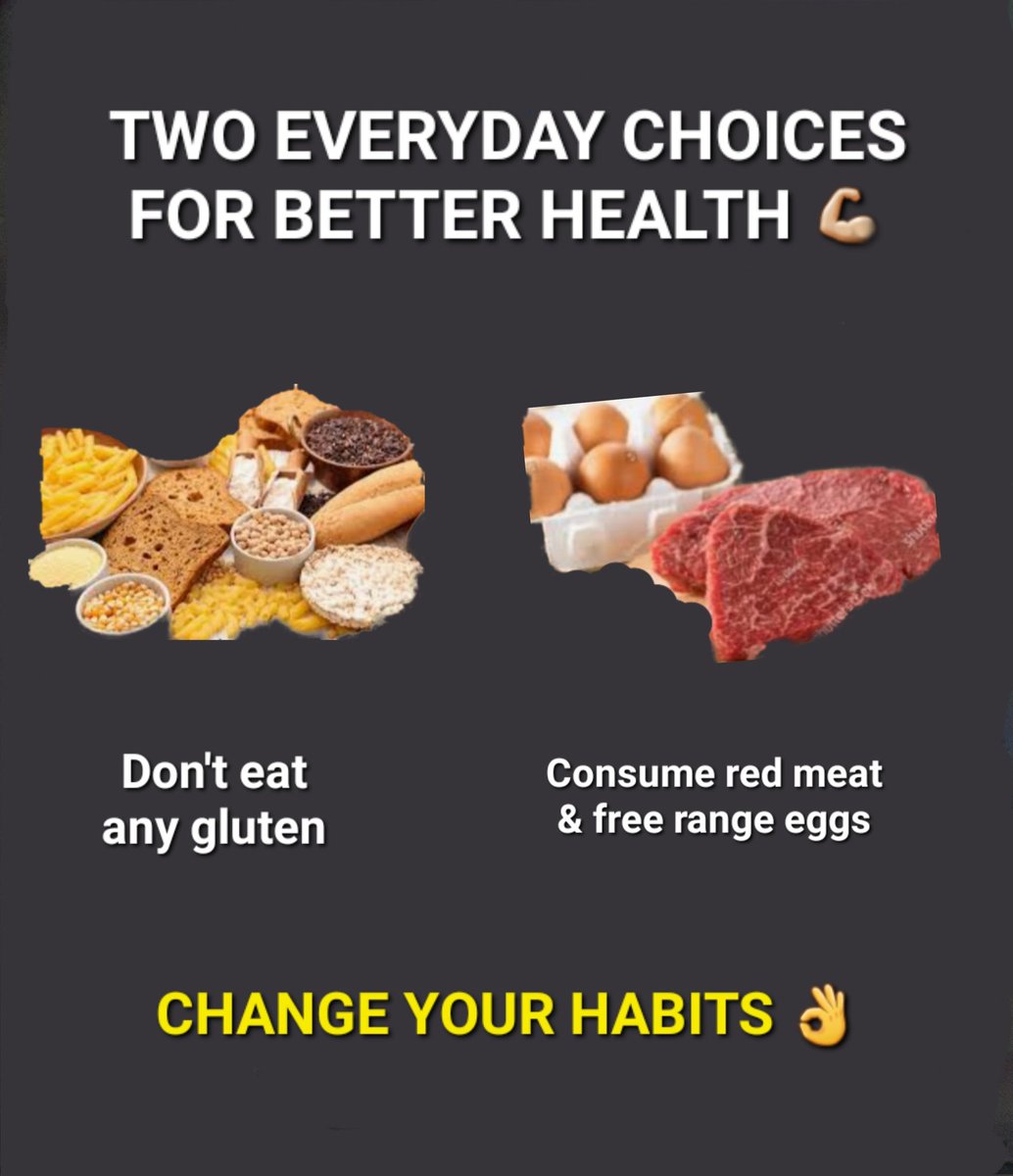 MAKE HEALTHIER EASY 👌 Simple better choices. Gluten fights against every metabolic & biological process the human body has 😥 Nutrition can be complicated, but make it simple & bulletproof your future, change your habits. #health #nutrition #habits #gluten #redmeat #eggs