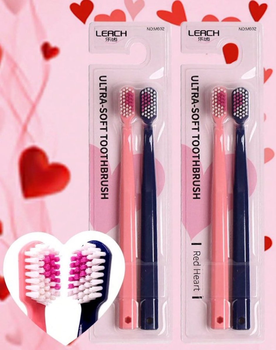 black and pink toothbrushes with a heart in it!!! these are perfect for aya and mitsuki!!!