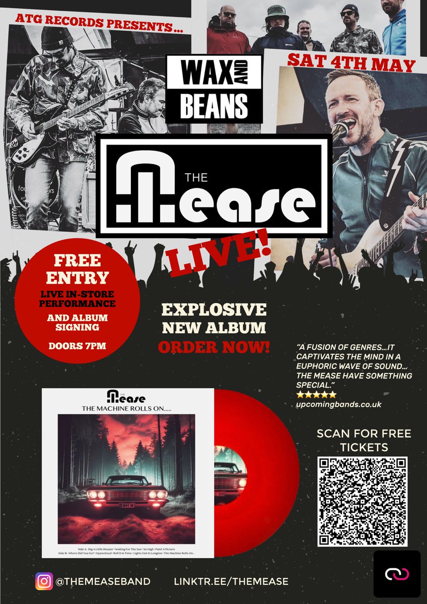 Bury! @waxandbeans this Saturday night! We’re doing a special in-store gig and album signing session. Tickets are free but you’ll need to book in advance to avoid disappointment. waxandbeans.co.uk/products/the-m… Doors 7pm See you there 😎