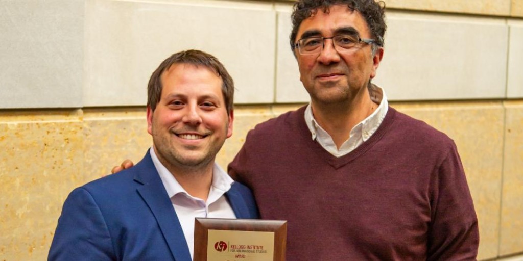 Congratulations to Kellogg PhD Fellow @NatanSki, who was awarded the 2024 Kellogg Institute Award for Outstanding Doctoral Student Contributions at our year-end reception last week! Read more: bit.ly/3Un8W3T @ArtsLettersND