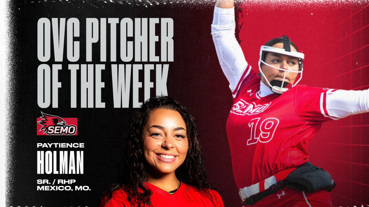 For the first time this season, Southeast Missouri swept the Ohio Valley Conference weekly awards. OF Paige Halliwill is Player of the Week and Paytience Holman is Pitcher of the Week. Story: tinyurl.com/4k7v96xj