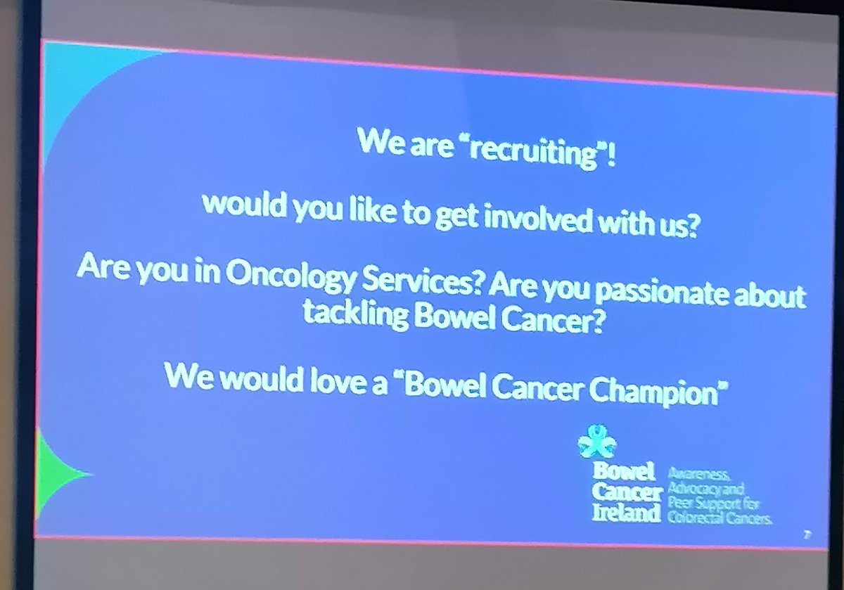 Well done Niamh from @IEColonCancer. Brilliant presentation at today's @RCSI_Irl #BowelCancer Event. It's amazing what a group of motivated patients can do to create support where none exists - Highlighting unmet needs, the work to date & putting out the call for collaboration ⬇️