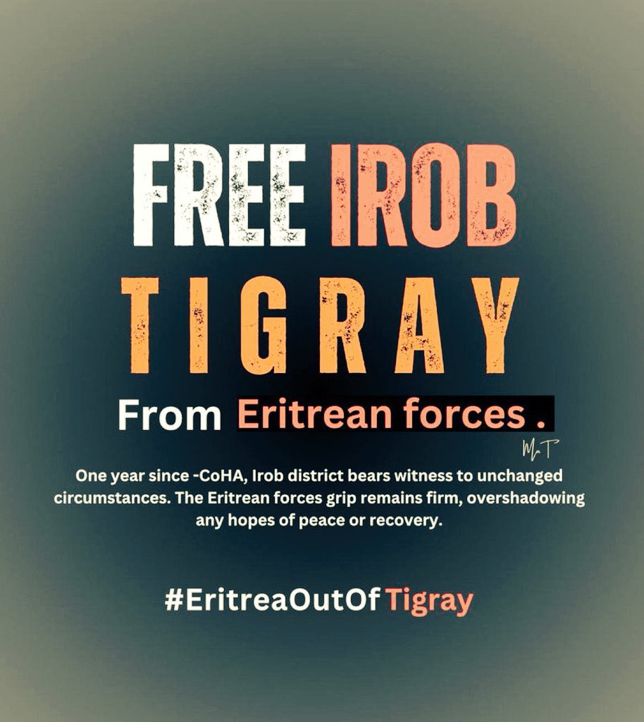 @MDiplomacyWORLD Eritrean forces, & Amhara forces are still
🗣Cleansing Tigrayans, in #Irob, #Kunama, #WesternTigray,& #SouthernTigray.
🗣Gang raping womens & girls
🗣Displacing people forcefully from thier homeland
@antonioguterres @UN
#UpholdPretoriaAgreement