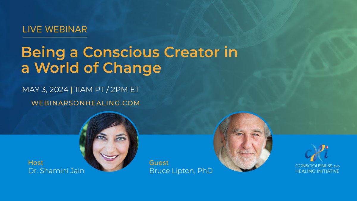 Join us this friday on 'Being a Conscious Creator in a World of Change' We will expolore epigenetics & the consciousness to how our beliefs, perceptions, and intentions shape not only our personal reality but also the collective reality we experience. chi.is/webinar-may-20…