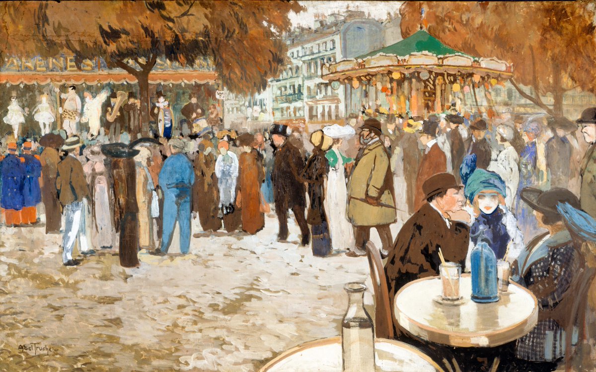 Louis Abel-Truchet,  1857 – 1918,  French painter;  Funfair, boulevard de Clichy