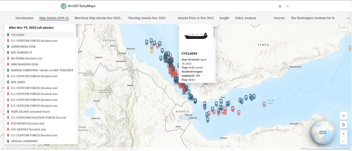 Red Sea Update: Today, bulk carrier CYCLADES ( IMO 9799616) came under attack in the southern Red Sea. No statement yet from the Houthis. The ship, and according to @MarineTraffic ,departed the Yemeni port of Saleef on April 15. One shipping database shows that the owner is…
