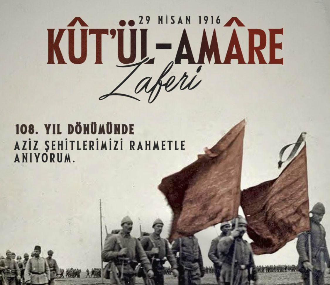 Kut'ül Amare, vatan ve bağımsızlık sevdasıyla şanlı tarihimize yazılmış kahramanlık destanlarından biridir. Kut'ül Amare Zaferi’nin 108. yıl dönümünde kahraman şehitlerimizi ve gazilerimizi rahmet ve minnetle anıyorum. Ruhları şad olsun. #KutülAmare @aysekesir